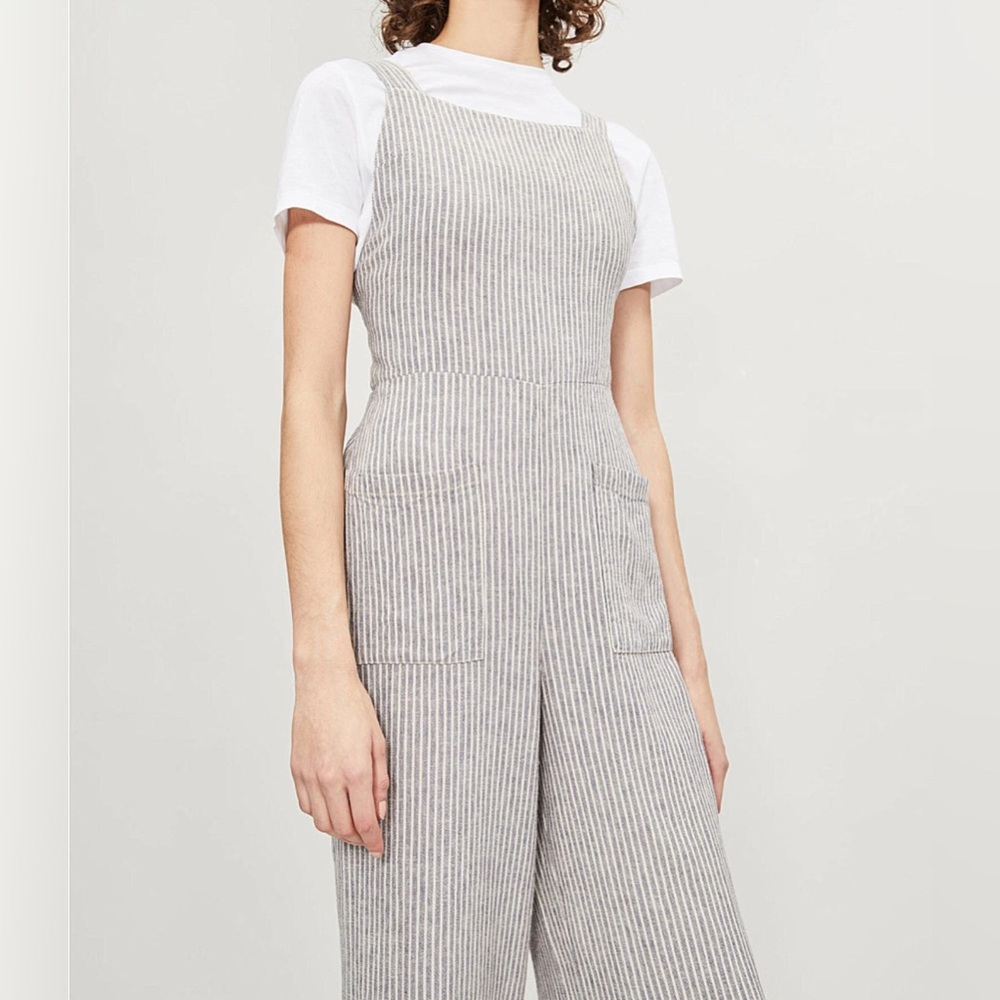 FREE PEOPLE ‘Off The Shore’ Linen Blend Striped Wide Leg Jumpsuit Women’s Size 2 - Picture 5 of 12